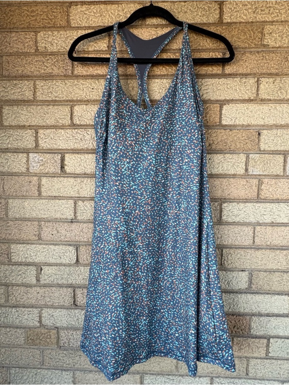PrAna Blue Speckled Racerback Sleeveless Workout Dress
